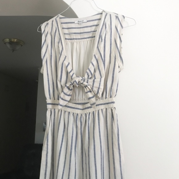 Madewell Tie-Front Culotte Jumpsuit in Ikat Stripe - Picture 2 of 5